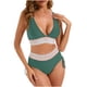 thumbnail image 1 of Traje de Baño de Cintura Alta de las Mujeres V-Cuello Ajuste de Cordón Ajustado Junta Dividida Conjunto para la Playa Piscina Verano, 1 of 9