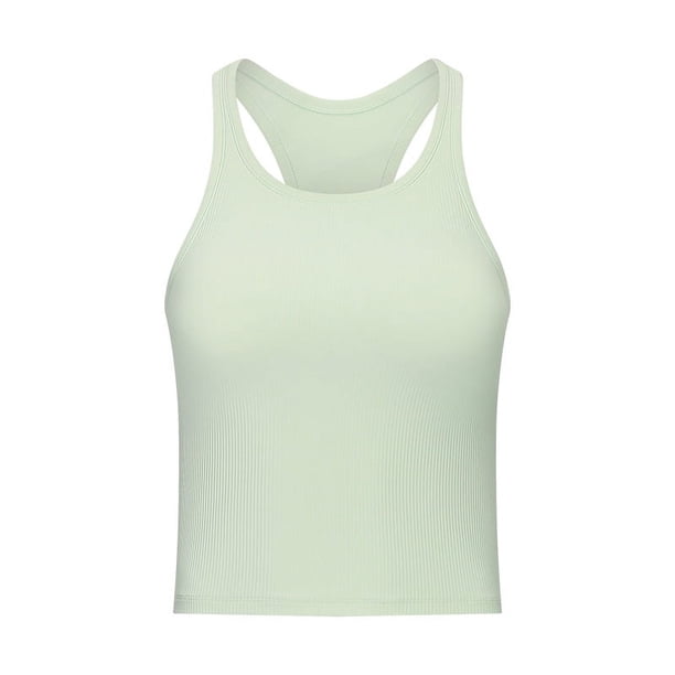 Chaleco de yoga de cuello redondo de verano con almohadilla para el pecho, ropa interior deportiva ajustada elástica a prueba de golpes para mujer