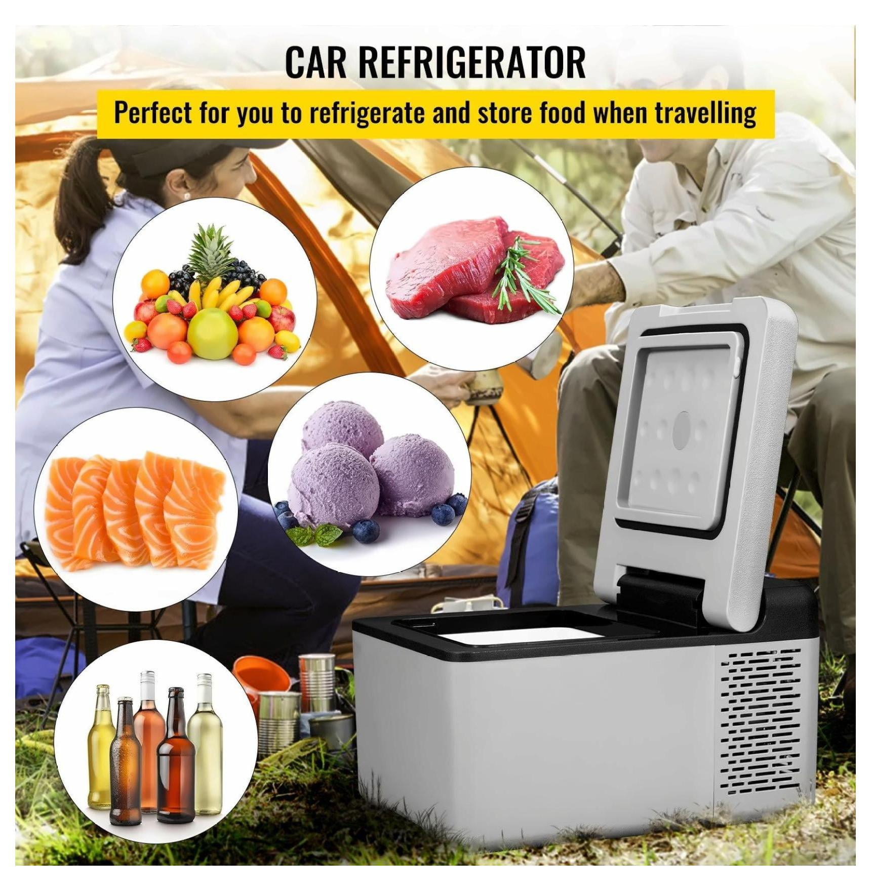 12 Volt Refrigerator 10 Qt, Portable Car Freezer -4°F~68°F with APP Control, 12V/24V DC & 110-220V AC Compressor Fridge for Camping, Road Trips, Travel & Outdoor Use