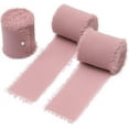 thumbnail image 1 of Zhuge Cintas para embalaje de cajas de regalo, cintas de gasa con bordes sin rematar rasgadas a mano, decoraciones de moños de cinta, tiras de tela de seda real (gris rosa), 1 of 5