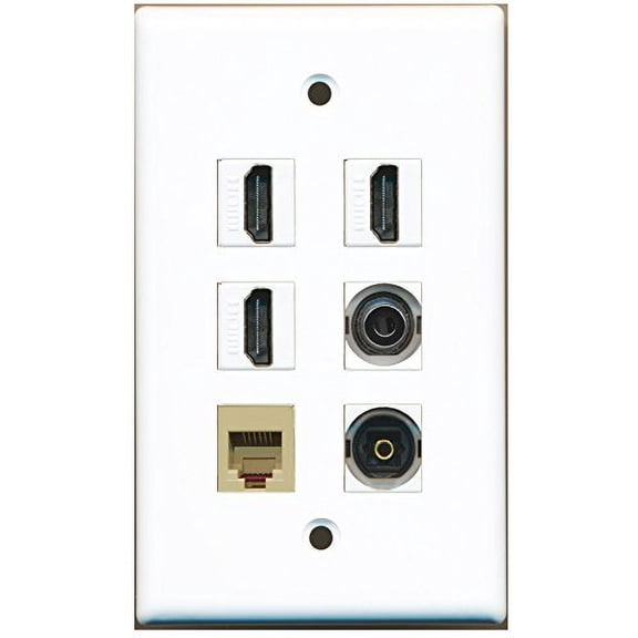 RiteAV - 3 HDMI 1 Port Phone RJ11 RJ12 Beige 1 Port Toslink 1 Port 3.5mm Wall Plate