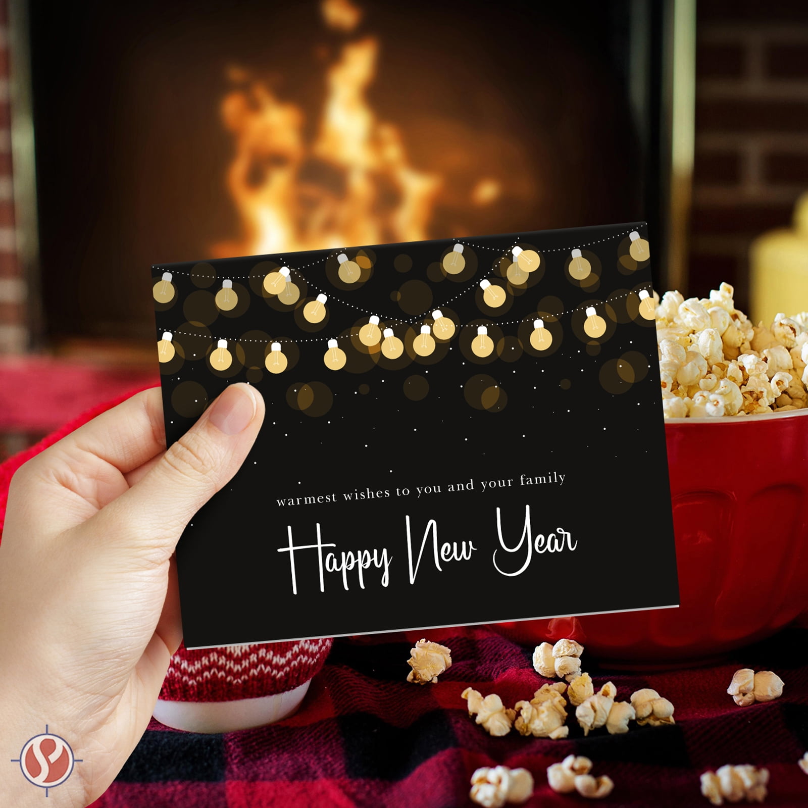 Warmest Wishes to You and Your Family, 2026 Happy New Year Greeting Cards – Christmas Xmas Holiday Business, Party Invitations and Thank You Cards – 4.25" x 5.5" – 25 per Pack