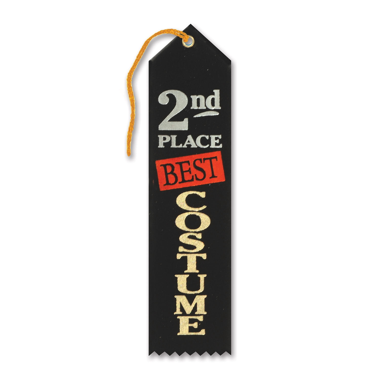 Beistle 2nd Place Best Costume Award Ribbons - 8" - Black - Set of 6