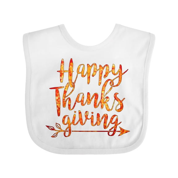 Inktastic Happy Thanksgiving with Leaf Arrow in Fall Colors Boys or Girls Baby Bib