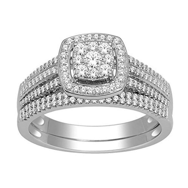 10k white gold trio deals wedding sets