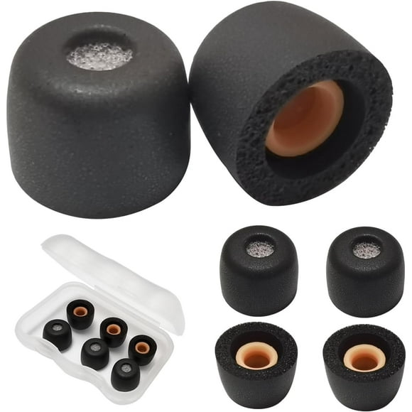 SDES-Memory Foam Tips Filter Screen Small Earbuds Tips Replacement Replacement Small Ear Tips for in Ear Earbuds, Black 3 Pairs