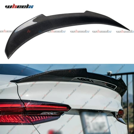 Real Carbon Fiber Rear Spoiler Compatible with 2017-2024 Audi A5 B9, PSM Style Duckbill Fits for 17-24 4-Door, High Kick Trunk Tail Deck Lid Wing Lip