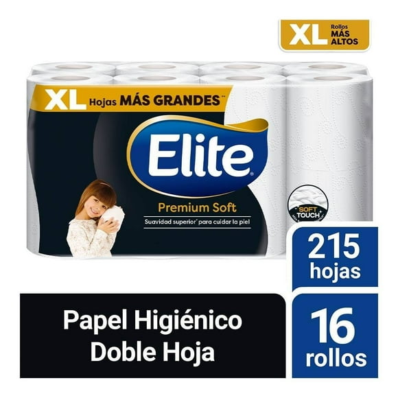 Papel higiénico Elite Premium Soft 16 rollo XL con 215 hojas dobles c/u