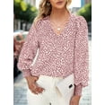 thumbnail image 3 of Women's V Neck Long Sleeve Shirt Tops Casual Office Work T-Shirt Blouse, 3 of 7