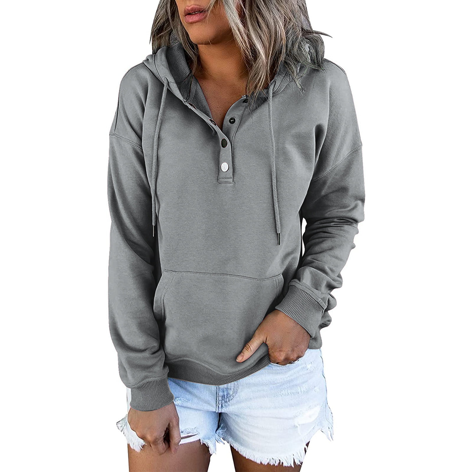 Sayhi Womens Loose Fit Plus Size Casual Drawstring Pullover Sweatshirt Hoodies 