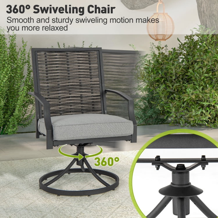 Aimee Lii 3 Piece Patio Swivel Chair Set, Patio Sectional Furniture Set with Soft Seat Cushions for Backyard
