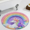 thumbnail image 3 of Cute Unicorn with Rainbow Round Area Rugs for Bedroom Living Room, 5FT Soft Indoor Circle Carpets, Carpet Home Decor Floor Mat, 3 of 6