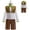 A, variant on Kids Green Ogre Cosplay Costume Set Halloween Top Pant Vest Dress up for 6-7Y