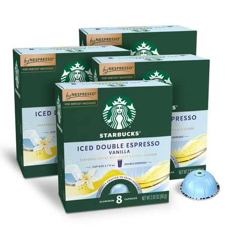 Starbucks by Nespresso Vertuo, Iced Double Espresso  Vanilla Flavored Pods, 32 Count