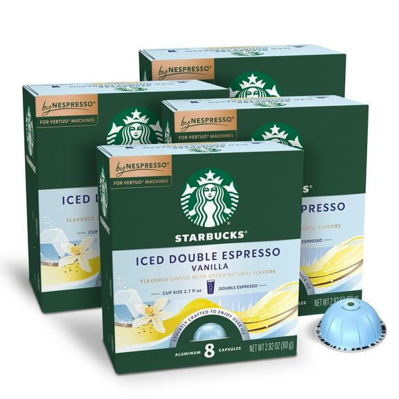 Starbucks by Nespresso Vertuo, Iced Double Espresso  Vanilla Flavored Pods, 32 Count