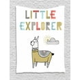 thumbnail image 1 of Kids Tapestry, Hand Drawn Colorful Llama on Sunny Day with Little Explorer Quote in Colorful Letters, Wall Hanging for Bedroom Living Room Dorm Decor, 60W X 80L Inches, Multicolor, by Ambesonne, 1 of 2