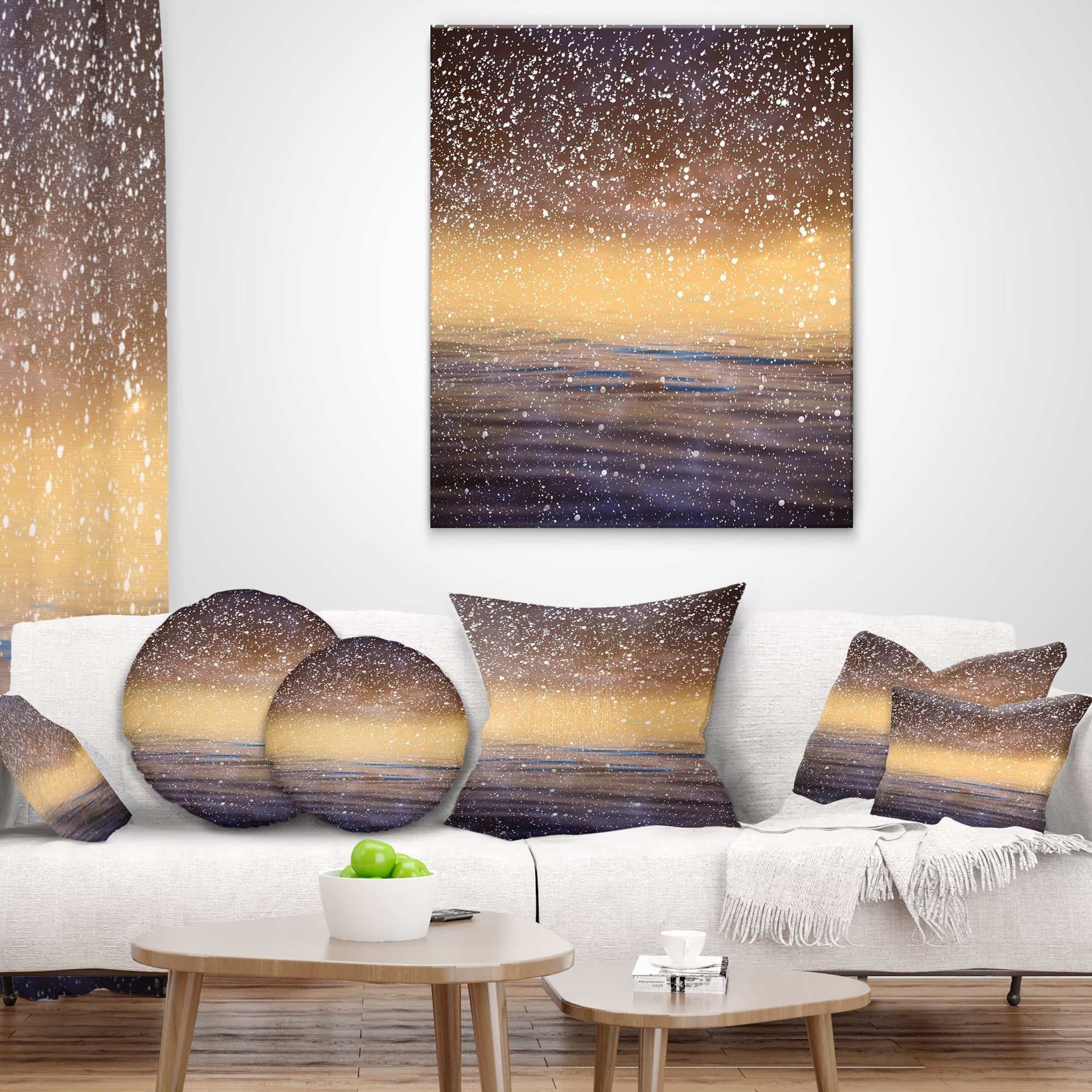 Designart Brown Sky Reflection in Lake - Skyline Photography Throw Pillow - 18x18