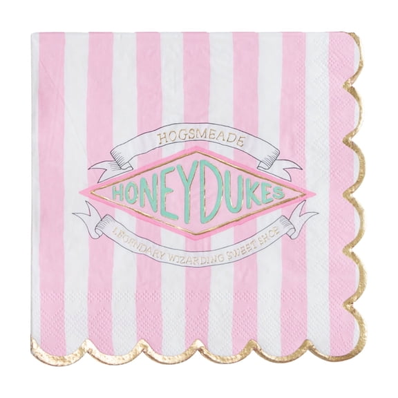 Harry Potter x Bonjour Fête Red Pink Striped Honeydukes Large Paper Napkins, Disposable Party Supplies, 20 Count, Lunch Size, Birthday Party