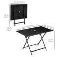 thumbnail image 3 of Outsunny Foldable Outdoor Dining Table with Umbrella Hole, Black, 3 of 10