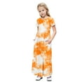 thumbnail image 2 of KkSLirnhs 13Y Girls Dresses 6-12 Girls Dresses Size 10 Summer Vibes Girls' Tie-Dye Dress - Soft Cotton Blend Short Sleeve Gradient Midi Casual Wear Orange, 2 of 9