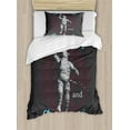 thumbnail image 1 of Astronaut Twin Size Duvet Cover Set, Feel The Fear and Do It Anyway Astronaut in Space with Red Circles Dangerous, Decorative 2 Piece Bedding Set with 1 Pillow Sham, Black Grey Red, by Ambesonne, 1 of 3