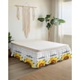 thumbnail image 2 of Sunshine Watercolor Bed Skirt Sunflowers Bees Grey Plaid Farmhouse Bed Skirts California King Size 16 Inch Drop, Wrap Around Dust Ruffle&nbsp;Bedskirt with Adjustable Elastic Belt for Queen Size Beds, 2 of 7