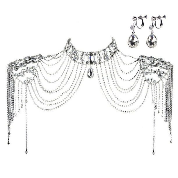 Accesorios de hombro Yinane Imitación Cristal Ajustable Traje de Baño Hecho a Mano Diamant Pageant Party Gril B