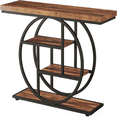 thumbnail image 3 of Industrial 4-Tier Console Table - 41.3" Rustic Brown with Circular Metal Base, 1.57" Thick Tabletop, Narrow Design for Entryway, Hallway, Living Room, Behind Couch, 3 of 8