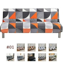 LiveGo Armless Futon Sofa Bed Cover, Stretch Sofa Couch Slipcovers Without Armrests, Printed Furniture Protector Cover, 9 Colors