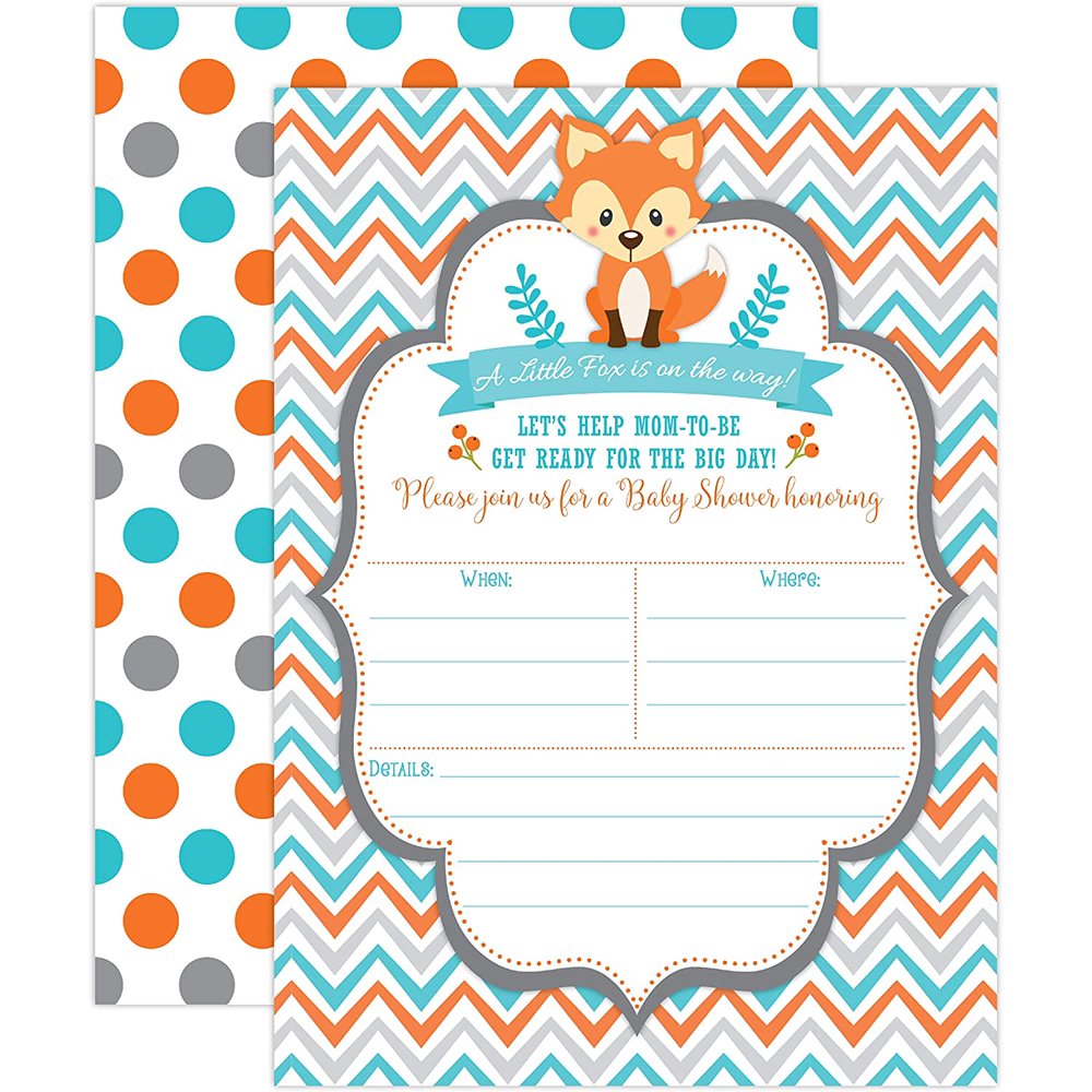 Fox Baby Shower Invitations, Woodland Baby Shower Invitations, Boy Baby ...