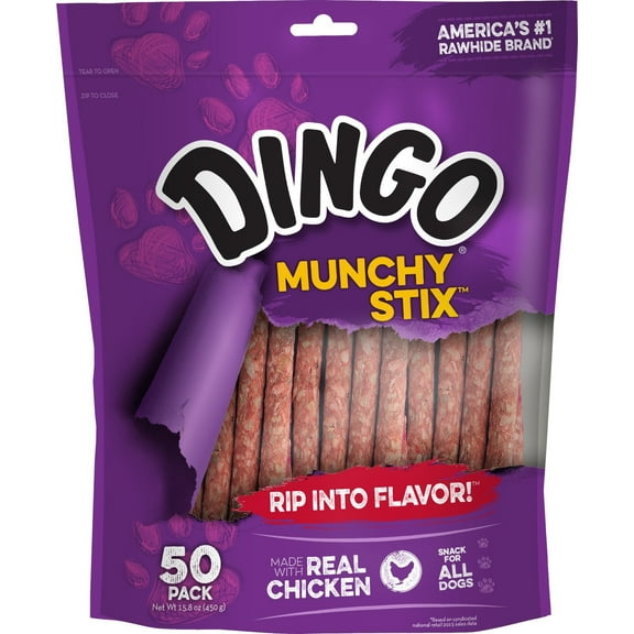 Dingo Munchy Stix Rawhide and Chicken Treat for Dogs, 50-Count