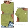 thumbnail image 3 of Women Short Sleeve Top Split Hem Round Neck Shirt Casual Pure Color Shirt Summer Loose Top Light Green XXL, 3 of 4