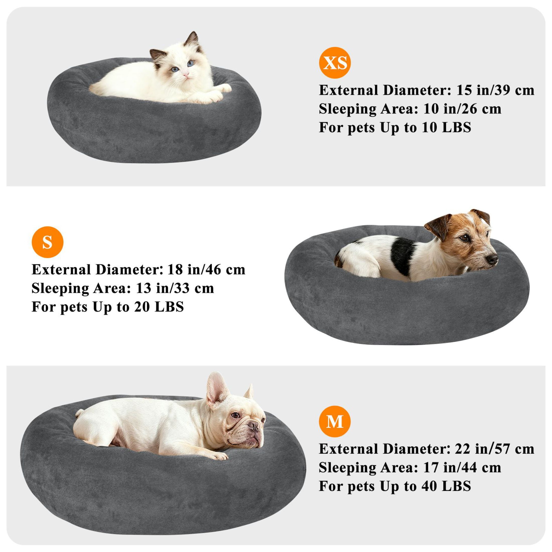 Iauyy Pet Couch Donut Cat Bed for Indoor Cats/Small Dogs Washable & Machine with Non-slip Bottom Calming Cat Furniture, There Are No Highlights (M)