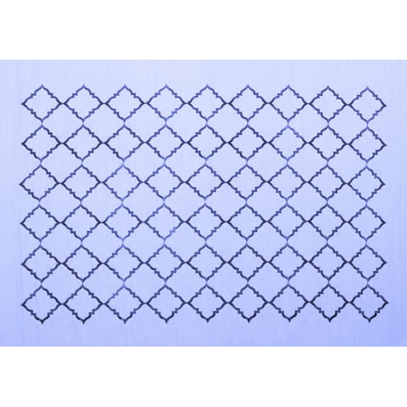 Ahgly Company Machine Washable Indoor Rectangle Trellis Blue Contemporary Area Rugs, 4' x 6'