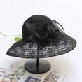 thumbnail image 2 of XIAOCHA Womens Lace‑Rose Wide‑Brim Hat Solid Sun Hat Party Hat,Black, 2 of 4