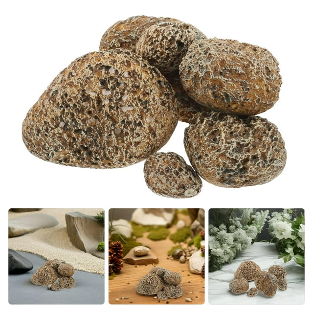 OULII 6PCS Artificial Rockery Stones for Simulation Small Stone Decorations in Garden Soft PVC Realistic Rock