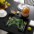 thumbnail image 3 of Green Game Controller Placemats Set of 4, Modern Art Gaming Handheld Black Placemats for Dining Table, Place Mats for Kitchen Tabletop, Waterproof Wipeable Dining Table Mats Set, 3 of 9