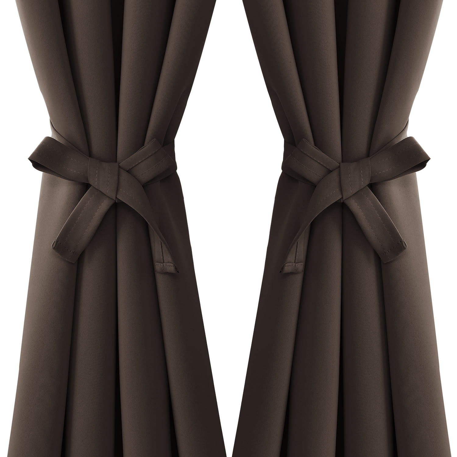 Hiasan Blackout Curtains for Bedroom, 42 x 63 Inches Length - Thermal Insulated & Light Blocking Window Curtains for Living Room, 2 Drape Panels Sewn with Tiebacks, Brown