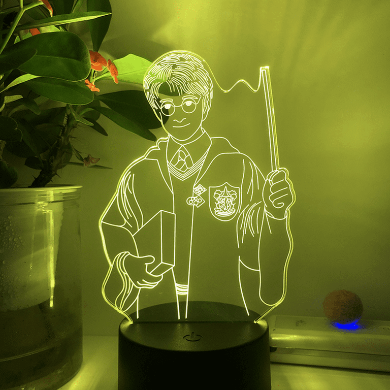 ATTOE Magic Academy Harry Potter Night Light 3D LED Illusion Lamp for  Children's Bedroom Decorative Lamp -- Pattern M（Black Seat）