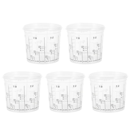 

5pcs Transparent Paint Cup Plastic Paint Cup Disposable Measuring Cup with Lid