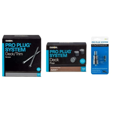 

Pro Plug System Combo Kit 375 Plugs and 375 Stainless Steel Screws and PVC Tool for 100 sq ft for use with AZEK Slate Gray Decking