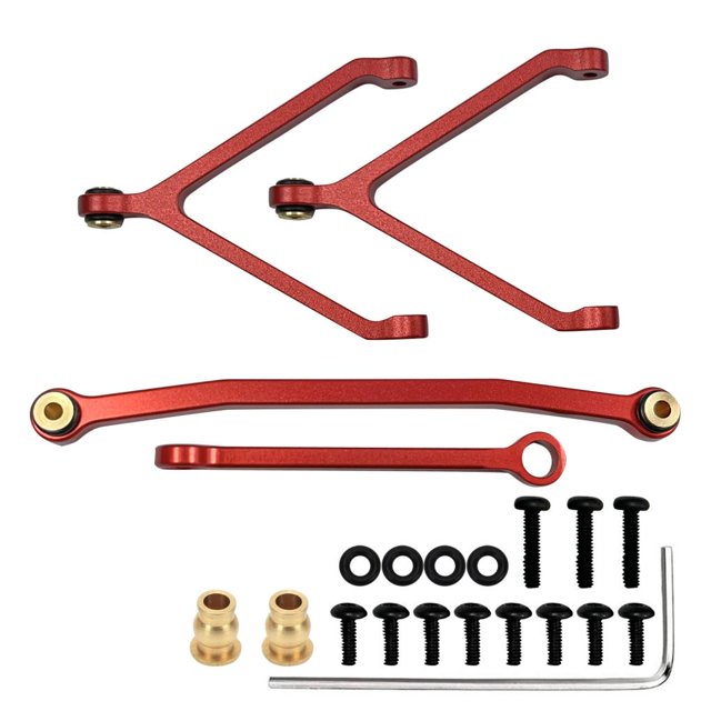 Wweixi RCGOFOLLOW 4 Pcs Alliage d'Aluminium Plus Résistant Biellette de Direction pour 1/24 Biellette de Direction FMS FCX24 Pièce de Voiture RC Rouge