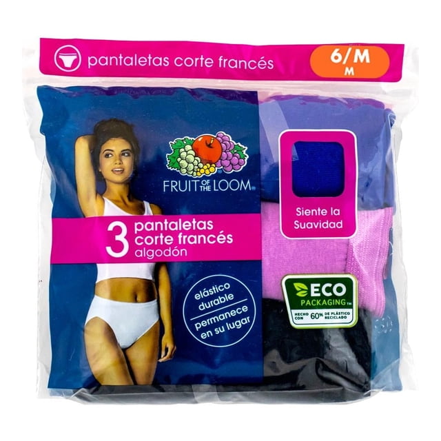 Pantaletas Fruit of the loom para Mujer, Corte Francés 3 Piezas Multicolor Talla 6