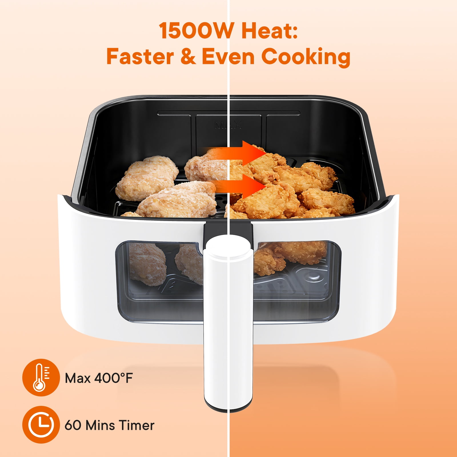 JIOABL 4 Qt Compact Air Fryer, 4-in-1 Air Fry Bake Roast Reheat, Dishwasher-Safe, White