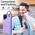 thumbnail image 5 of Nalacover for Samsung Galaxy A12 Wallet Case with Card Slots & Metal Finger Ring, Durable PU Leather Back Double Magnetic Botton Flip Kickstand Purse Shockproof Phone Case,Purple, 5 of 10