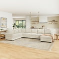 thumbnail image 6 of Marrber 111” 7 Seat U Shaped Sectional Sleeper Sofa with Pull Out Bed and Storage for Living Room, Oversized Corduroy Tufted, Beige, 6 of 9