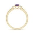thumbnail image 2 of ANGARA Natural Square Amethyst and Princess Diamond Three Stone Ring in 14K Yellow Gold for Women (Size-4mm) | February Birthstone, Anniversary, Jewelry Gift for Women | Natural Amethyst Ring, 2 of 8
