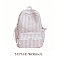 thumbnail image 2 of Women Bow Print Backpack with Lace Trim, Large Capacity Multi-Pockets School Bag for Travel Outdoor (Pink 430*300*130), 2 of 9