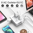 thumbnail image 2 of Surge Protector Power Strip - 6 Ft Flat Plug Extension Cord with 8 Widely Outlets and 4 USB Ports(1 USB C), 3 Side Outlet Extender for Home Office, White, ETL Listed, 2 of 4