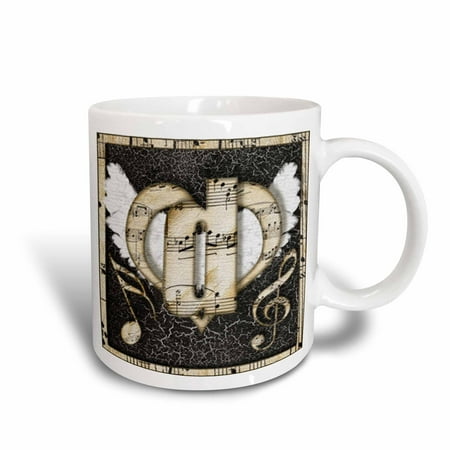 3dRose Song Angel Initial Letter D, Ceramic Mug, 15-ounce